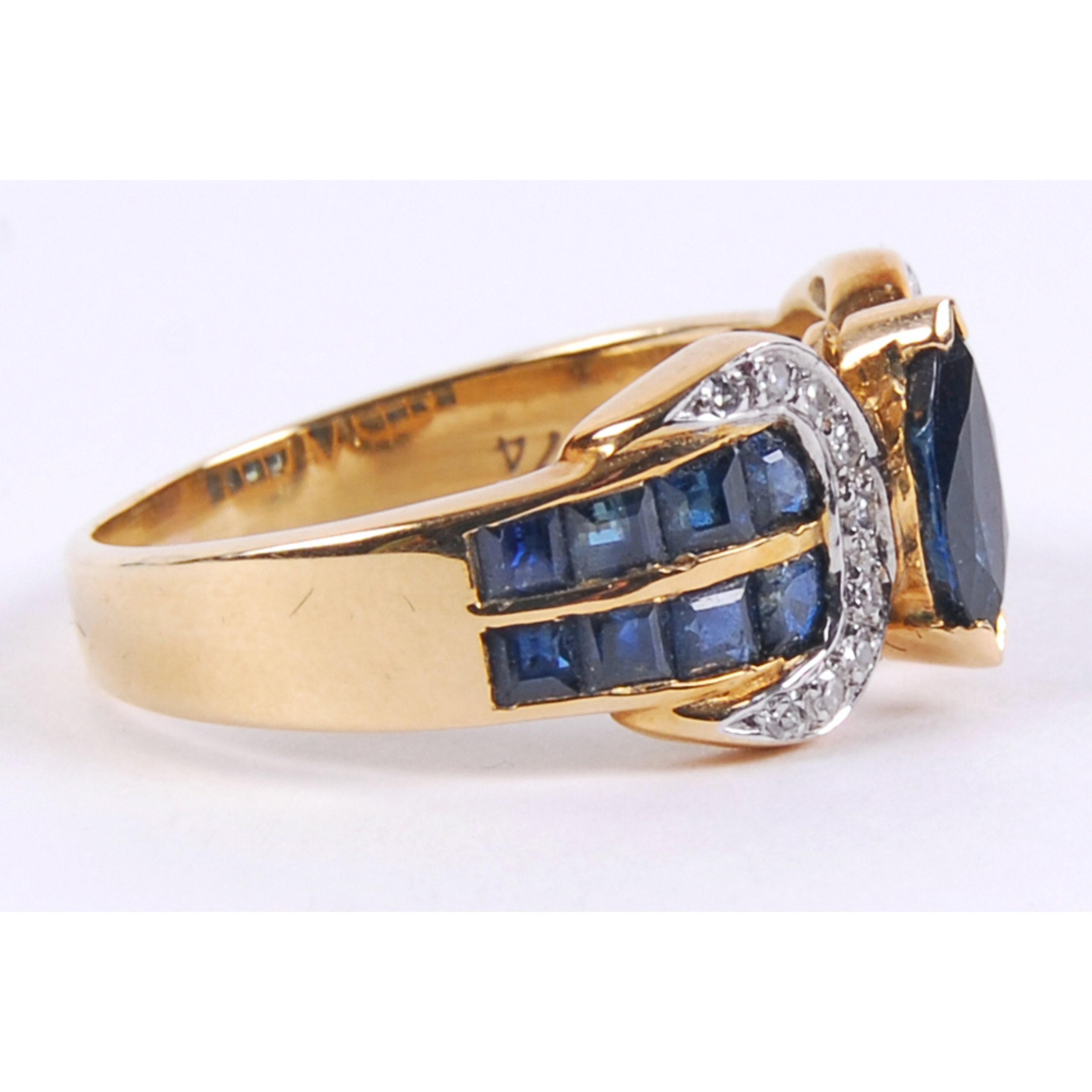 For Sale:  2 Carat Ceylon Sapphire Diamond Cocktail Ring Marquise Cut Sapphire Fashion Ring 3