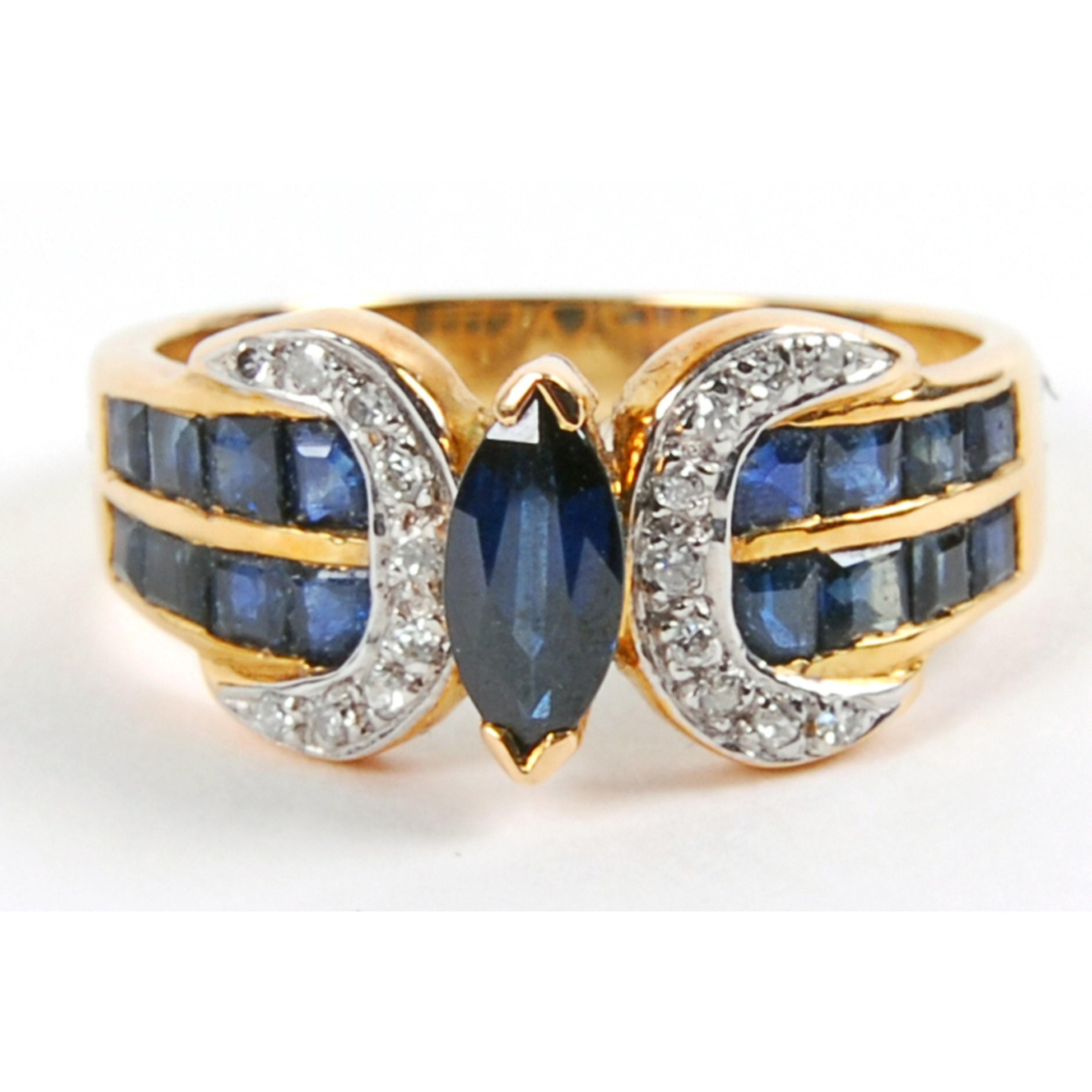 For Sale:  2 Carat Ceylon Sapphire Diamond Cocktail Ring Marquise Cut Sapphire Fashion Ring 5