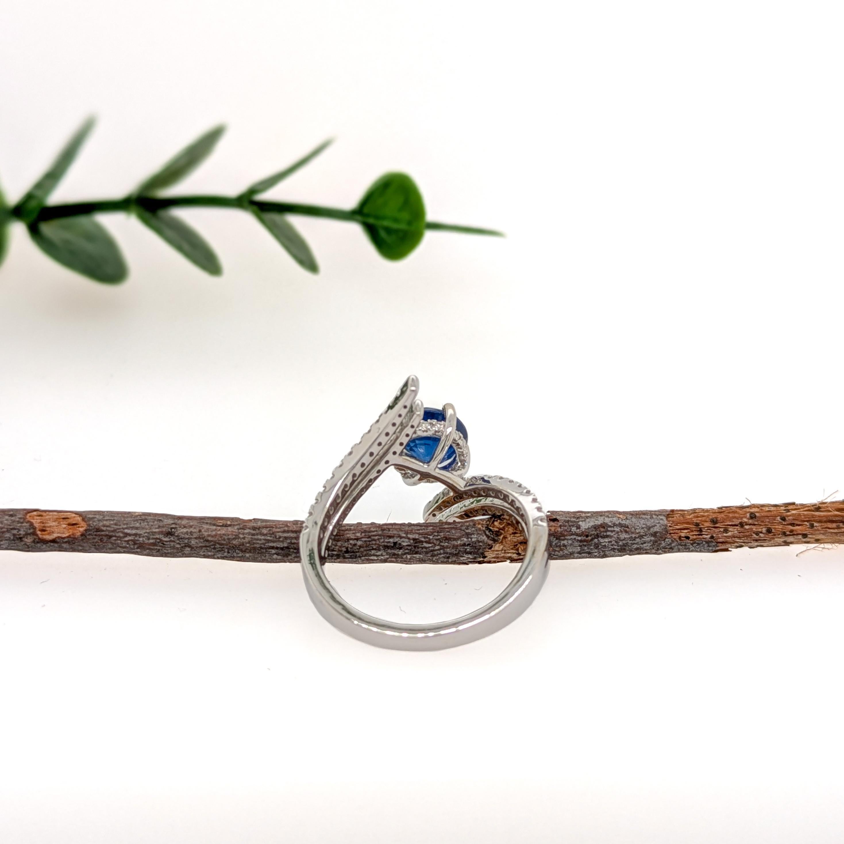 Donna Anello con zaffiro di Ceylon da 2 carati e diamanti naturali in oro massiccio 14K  RD 7 mm in vendita