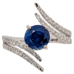 2 Carat Ceylon Sapphire Ring with Natural Diamonds in Solid 14K Gold  RD 7mm