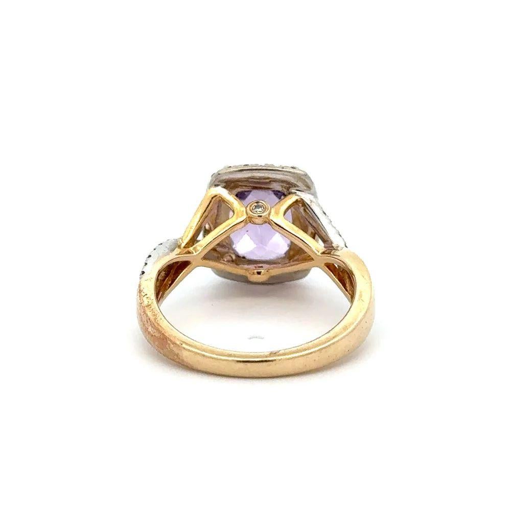 2 Carat Checkerboard Amethyst and Diamond Gold Cocktail Ring In Excellent Condition For Sale In Montreal, QC