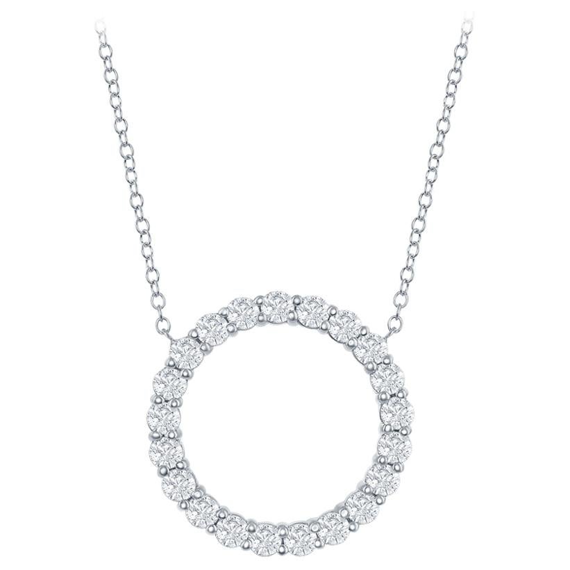 2 Carat Circle Diamond Pendant 14 Karat For Sale
