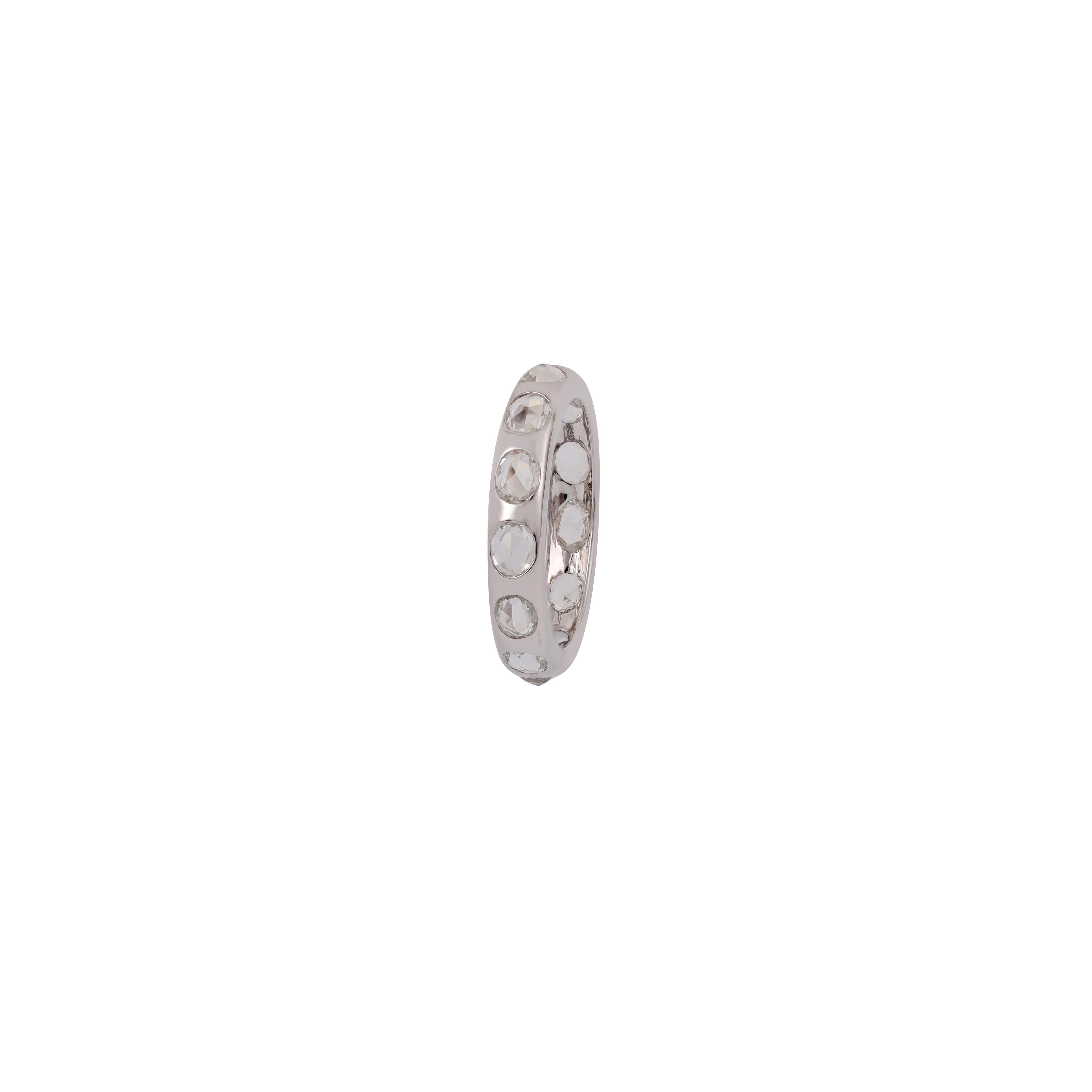 2 Karat Klar-Weißer Saphir-Ring aus 18 Karat Gold (Rosenschliff) im Angebot