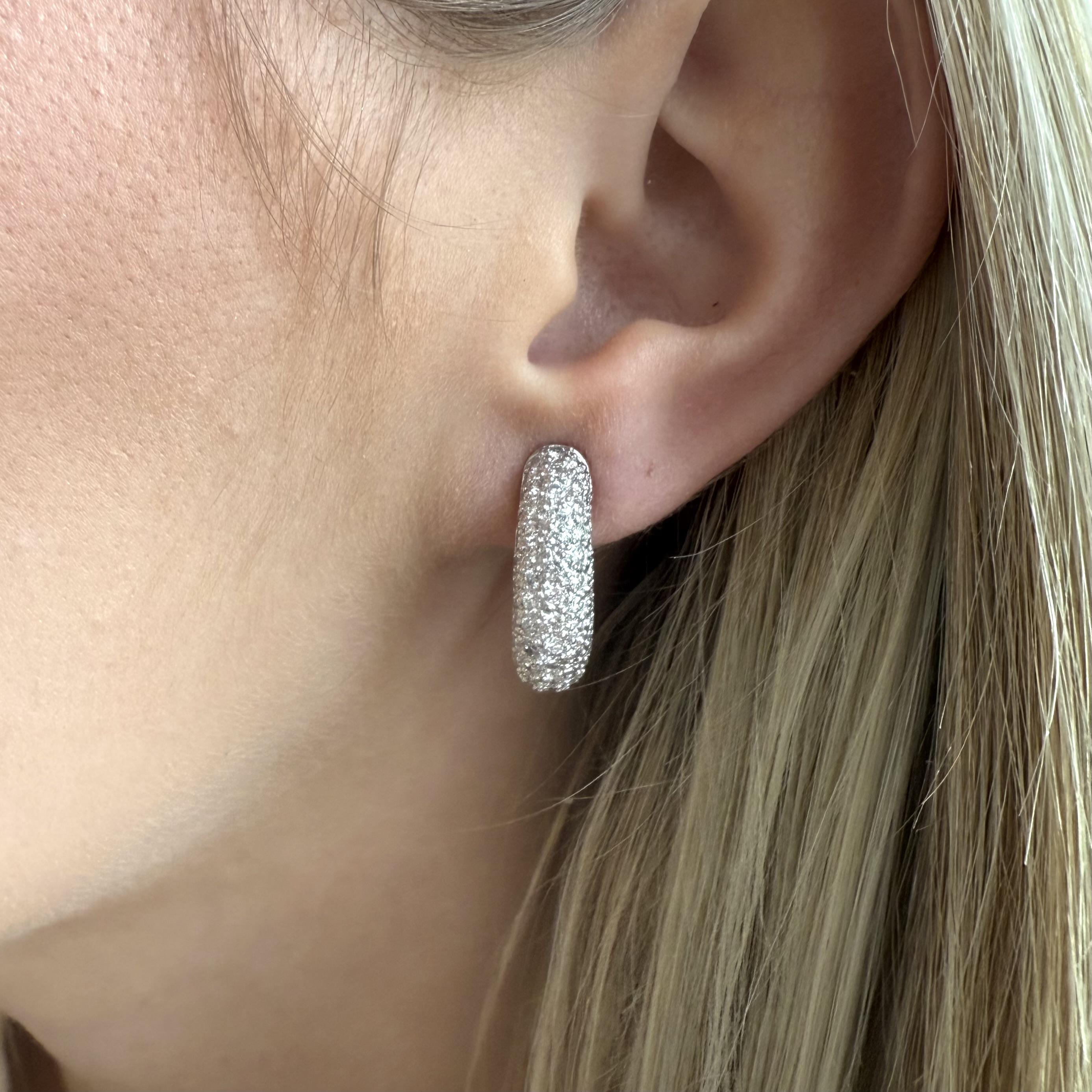 Adoriamo questi orecchini di diamanti!!!
Perfetto per l'amore e l'usura di tutti i giorni.

Dettagli degli orecchini
Materiale: oro bianco 18 carati
Stile del dorso: Clip On / Senza montanti
Lunghezza della goccia: 21,5 mm
Larghezza: 6.5 mm
Peso: