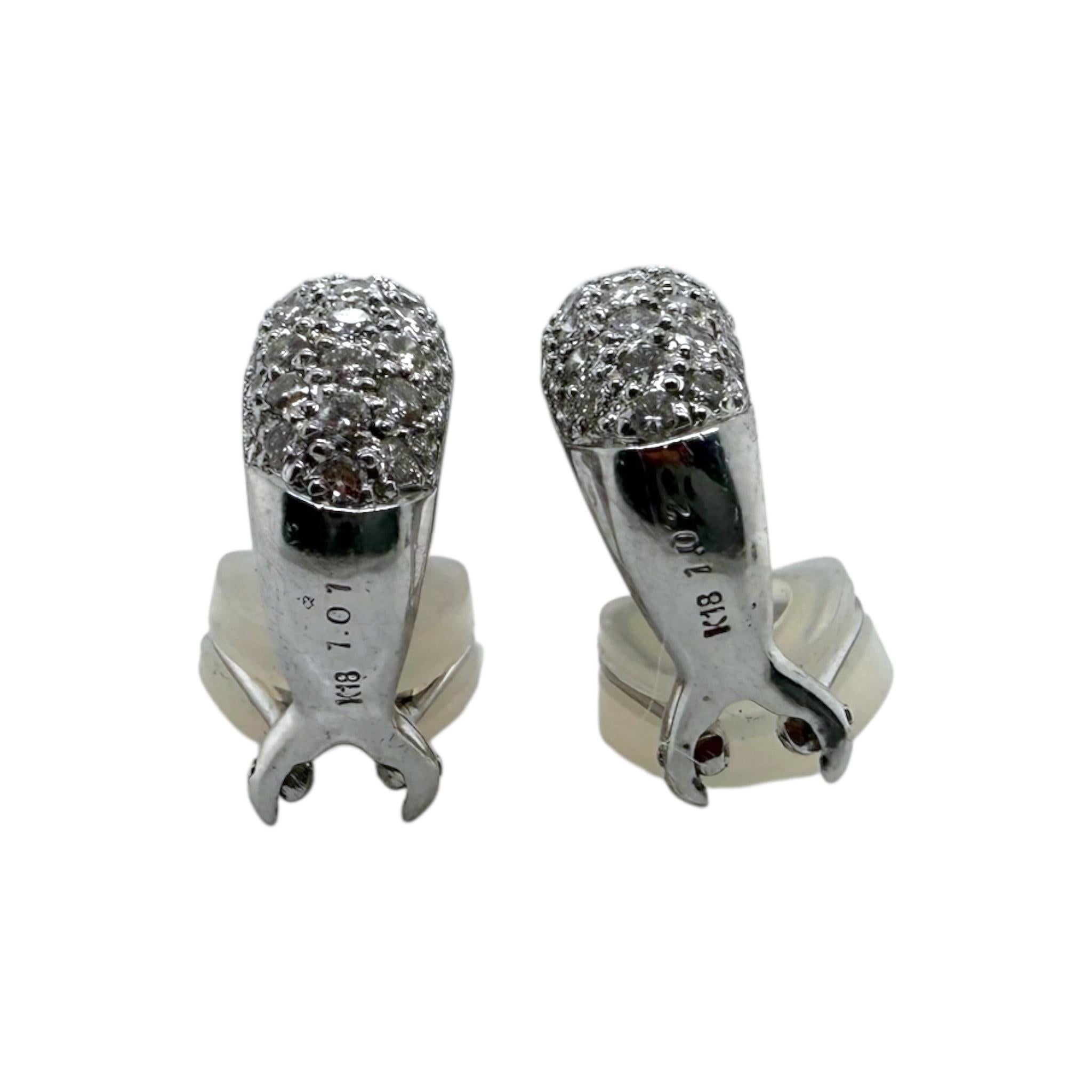 Orecchini a cerchio con diamanti a clip da 2 carati in oro bianco 18K in vendita 2
