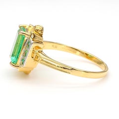 2 Carat Colombian Emerald Diamond Cut 14K Gold Ring