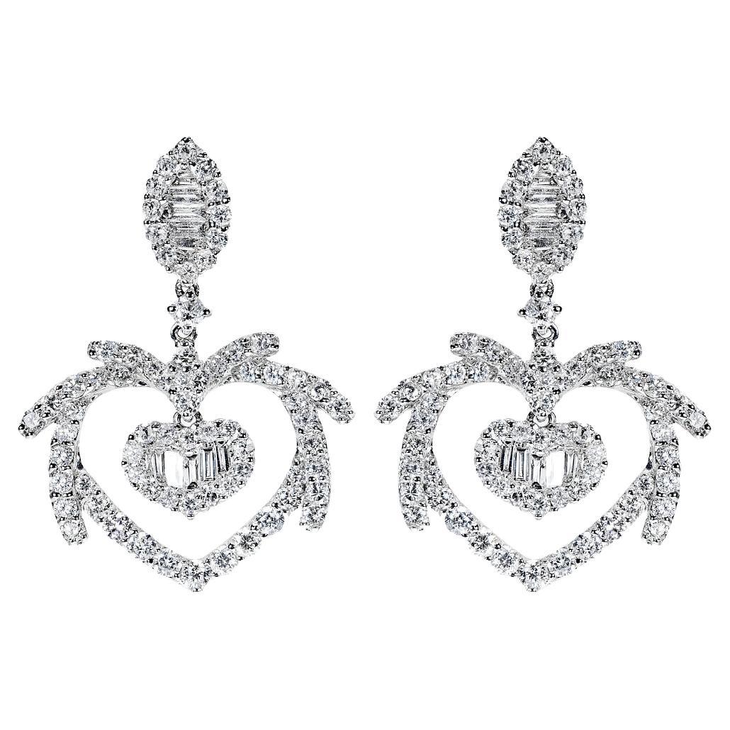 2 Carat Combine Mix Shape Diamond Dangle Earrings Certified For Sale