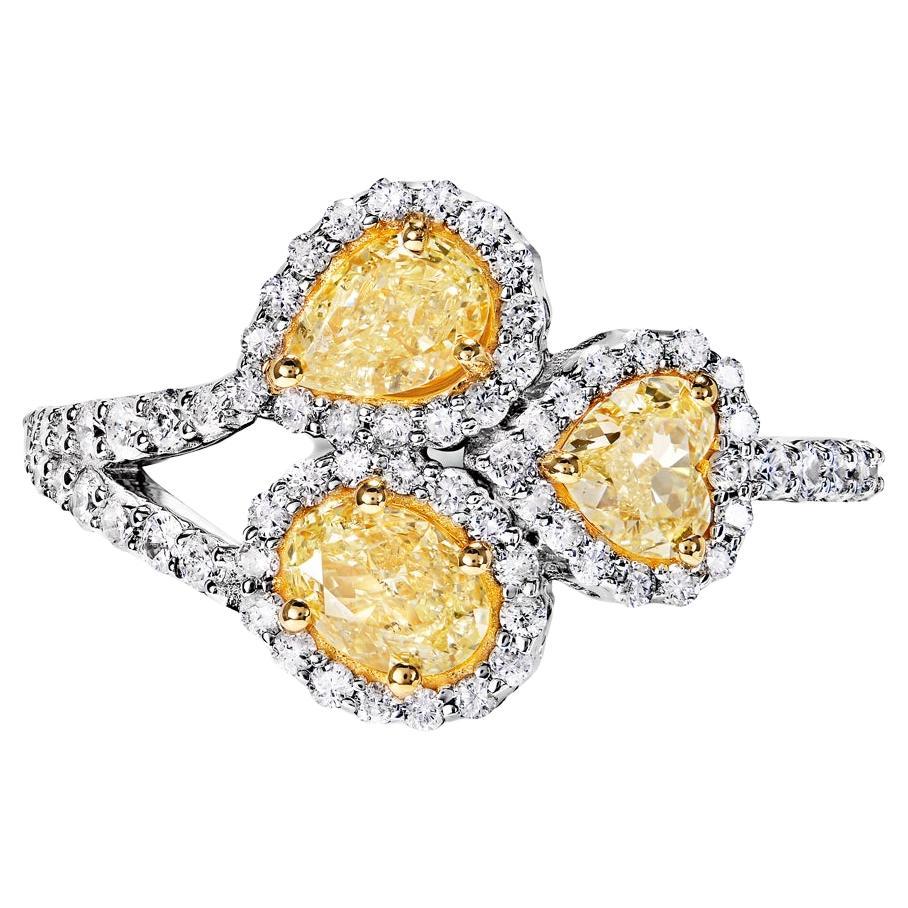 Bague de fiançailles en diamants combinés de 2 carats certifiés Y en vente