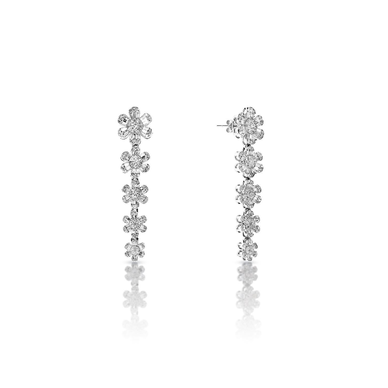 Mixed Cut 2 Carat Combine Mix Shape Diamond Hanging Earrings Certified For Sale