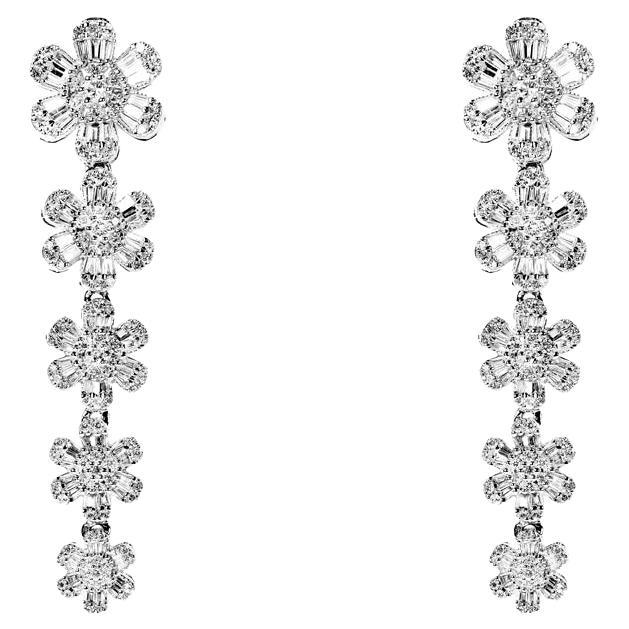 2 Carat Combine Mix Shape Diamond Hanging Earrings Certified For Sale