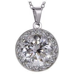 2 Karat Ct 1 Brillant Rund Diamant Halo Anhänger Halskette in 14k Weißgold