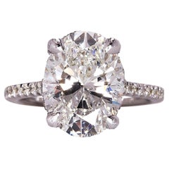 2 Carat Ct GIA Certified Oval Solitaire Diamond Engagement Ring 14k White Gold