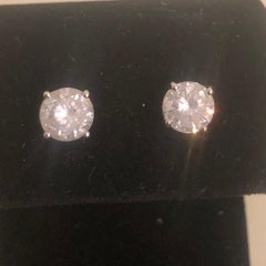 2 Carat Ct Real Natural Brilliant Round Solitaire Diamond Stud Earrings 14k Gold