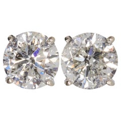  2 Carat Ct Real Natural Round Diamond Solitaire Stud Ears 14k White Gold 1