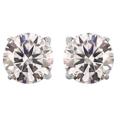 2 Carat Ct Real Natural Solitaire White Topaz Round Solitaire Stud Ears 925
