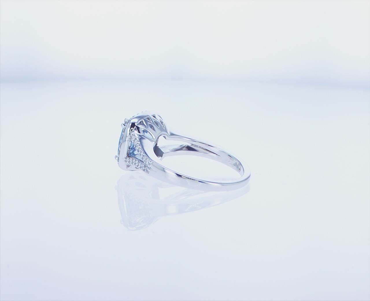 Women's or Men's 2 Carat Cushion Aqua Cocktail Ring For Sale