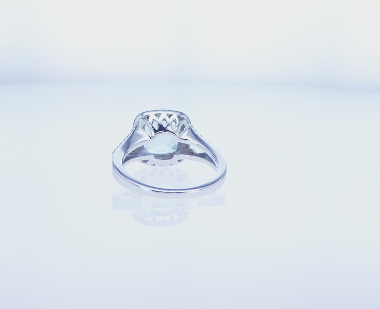 2 Carat Cushion Aqua Cocktail Ring For Sale 1