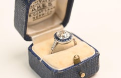 2 Carat Cushion Cut Engagement Ring. GIA Diamond J SI1 Sapphire Halo Platinum