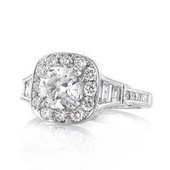 2 Carat Cushion Diamond Ring Brilliant White 14K White Gold Everyday Royalty