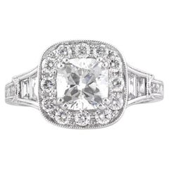2 Carat Cushion Diamond Ring Brilliant White 14K White Gold Everyday Royalty