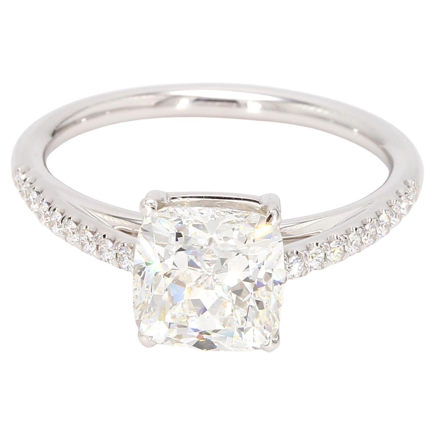 2 Carat Cushion Modified 'GIA Certified' Solitaire Ring For Sale