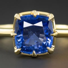 2 Carat Cushion Sapphire Victorian Style 14k Gold Cocktail Ring