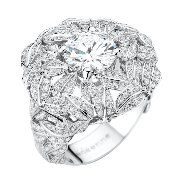 White Gold Ring with a two-carat diamond on a 400-Diamond Dome
