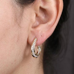 2 Carat Diamond 18k Yellow Gold Curved Hoop Earrings