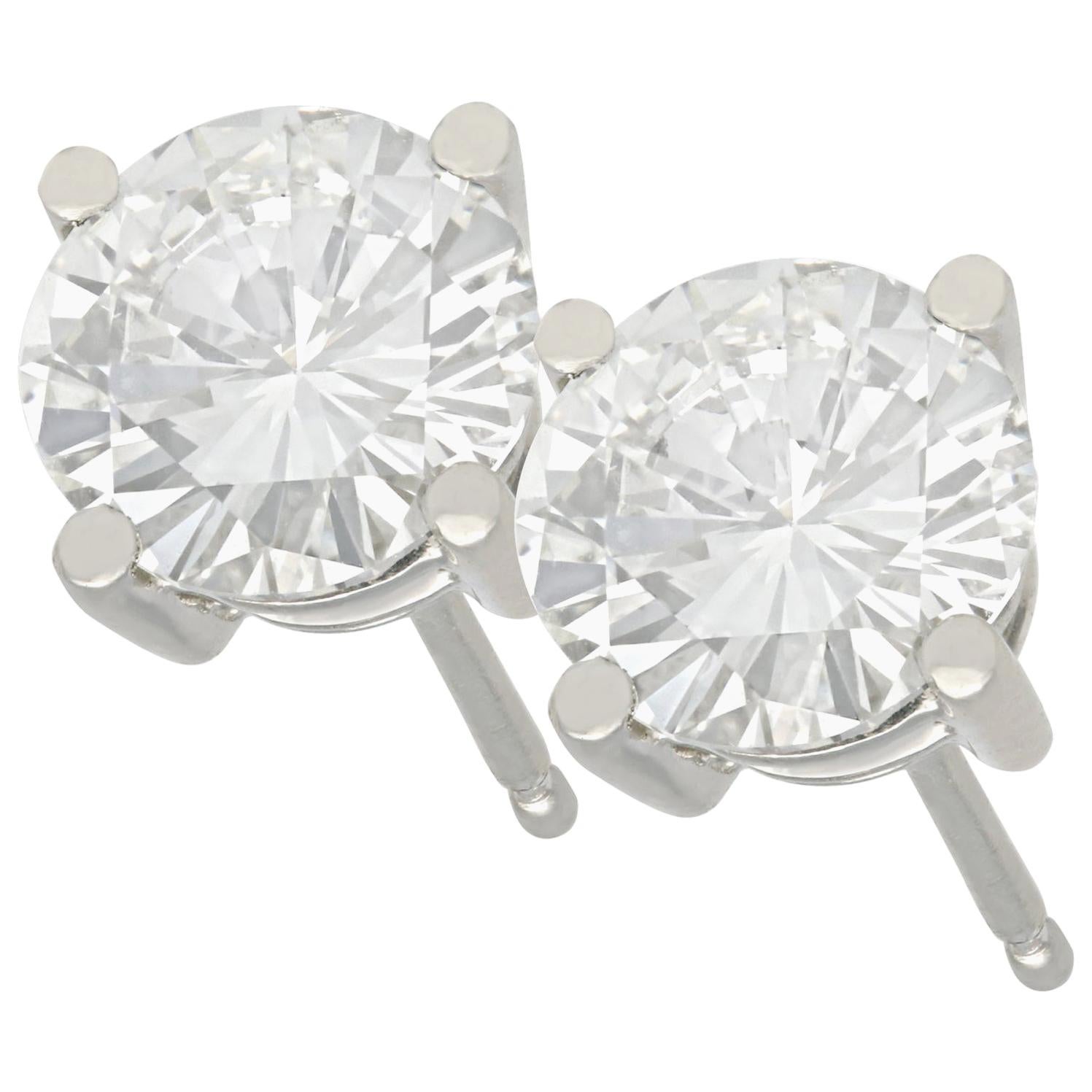 2 Carat Diamond and Platinum Stud Earrings