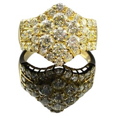 2 Carat Diamond and Yellow Gold Cluster Ring