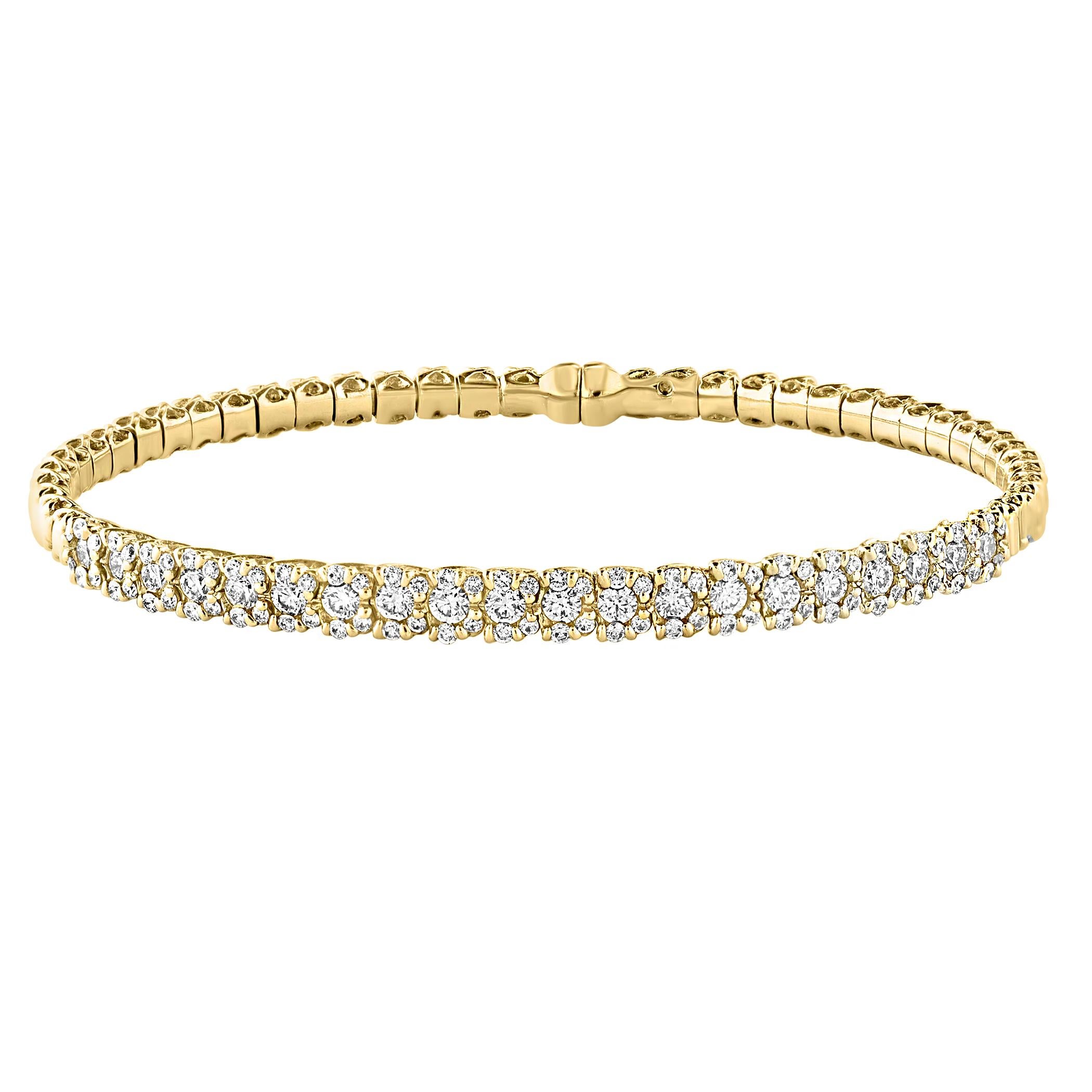 2 Carat Diamond  Bangle /Bracelet in 18 Karat Yellow Gold 20 Grams, Signed SGJ