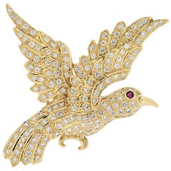 2 Carat Diamond Bird Brooch Pin