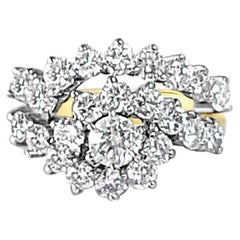 Bague de mariage en or bicolore 14 carats sertie de diamants de 2 carats