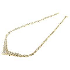 Collier ras du cou en or jaune avec diamants 2 carats