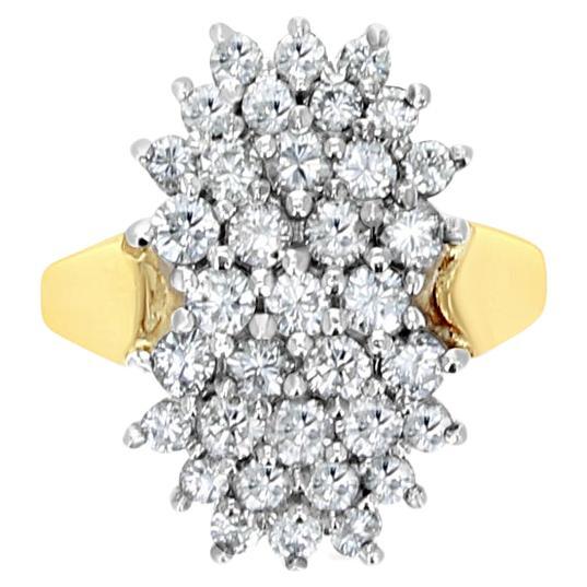 2 Carat Diamond Cluster Cocktail Ring 14k Yellow Gold For Sale