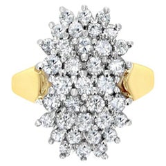 2 Carat Diamond Cluster Cocktail Ring 14k Yellow Gold