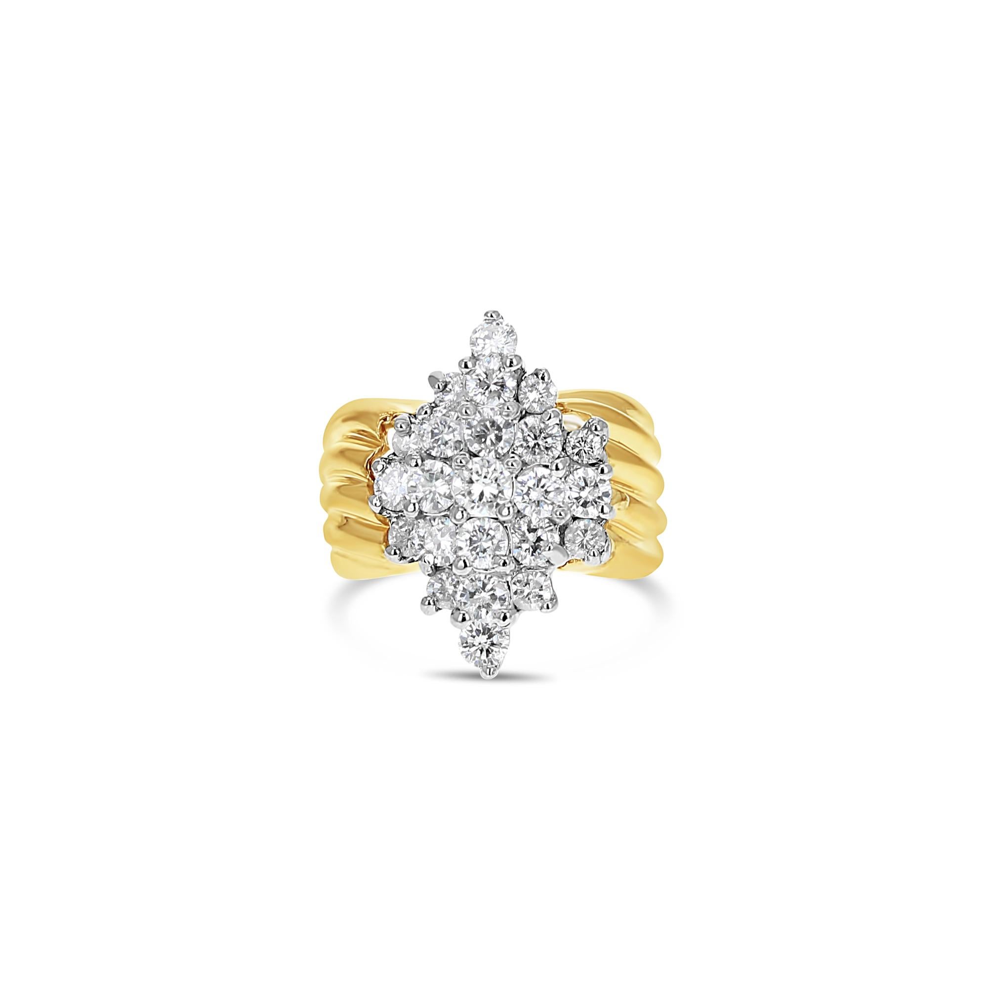 2 Carat Diamond Cluster Ring 14k Yellow Gold or 14k White Gold In New Condition For Sale In Sugar Land, TX