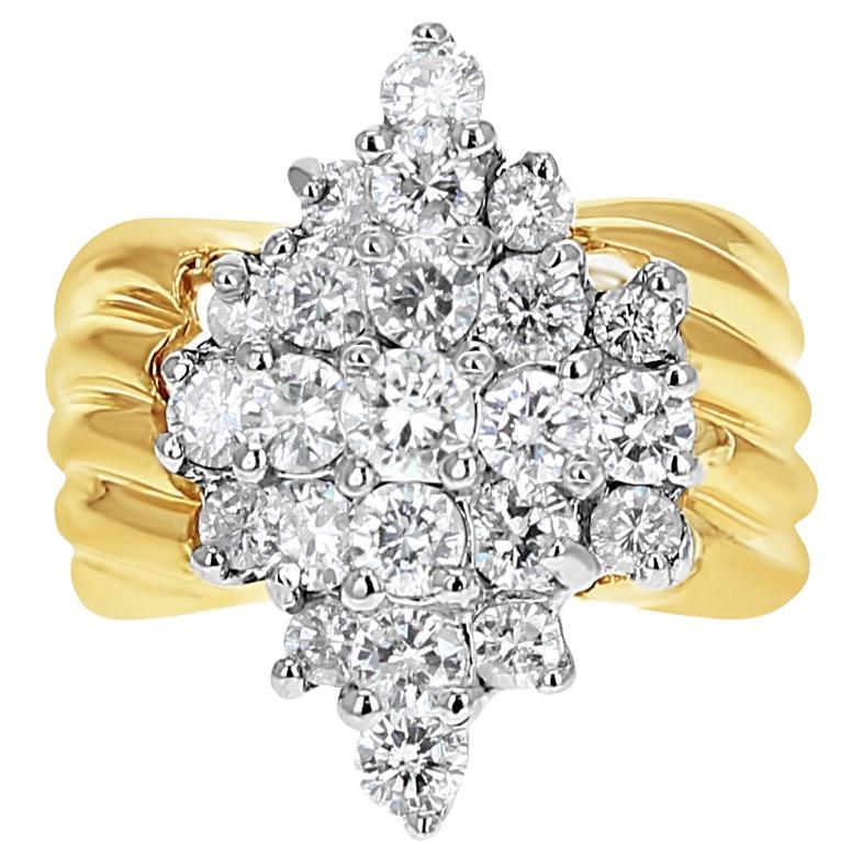 2 Carat Diamond Cluster Ring 14k Yellow Gold or 14k White Gold For Sale