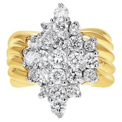 2 Carat Diamond Cluster Ring 14k Yellow Gold or 14k White Gold