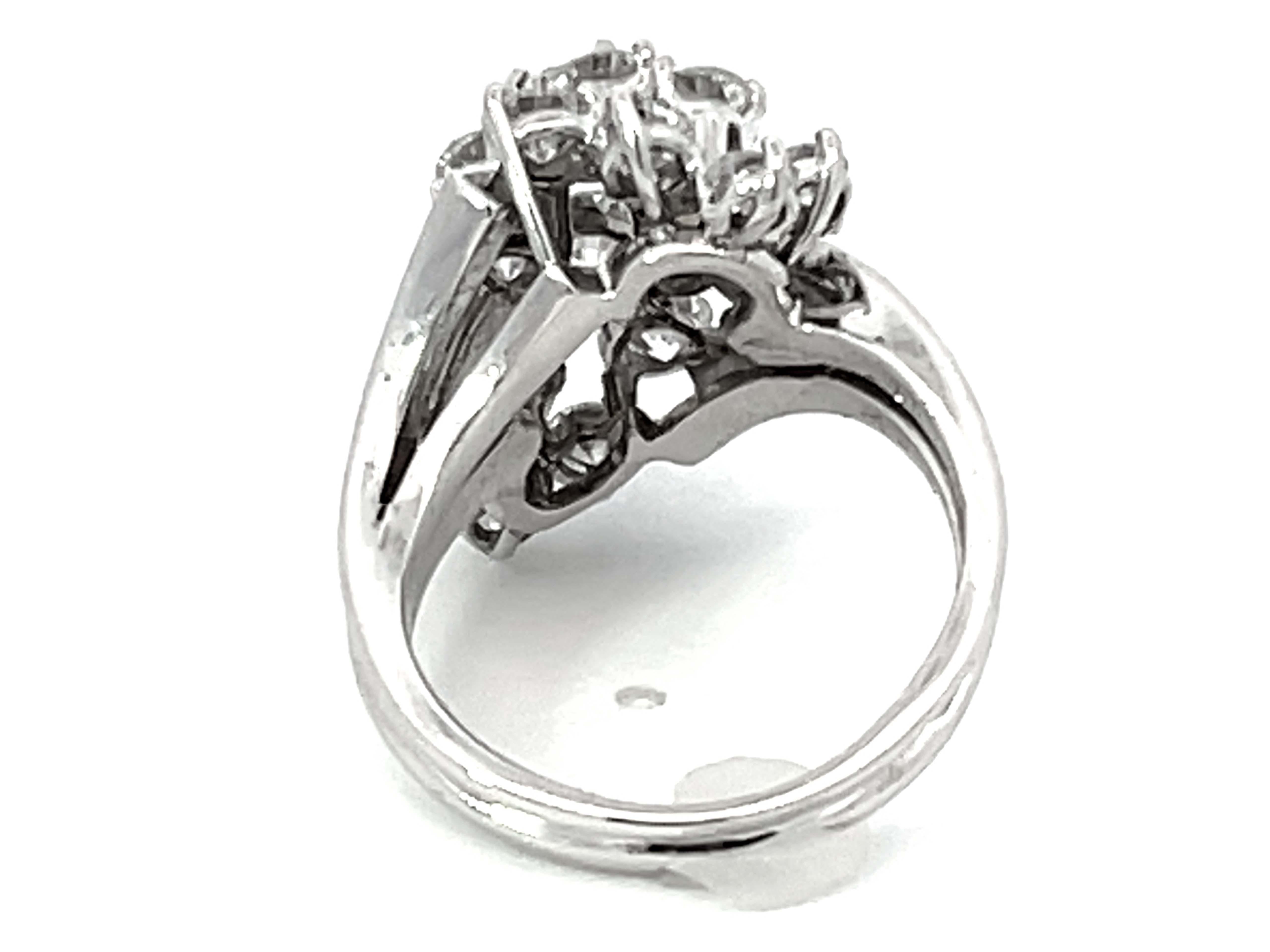 2 Carat Diamond Cluster Ring 18k White Gold For Sale 1