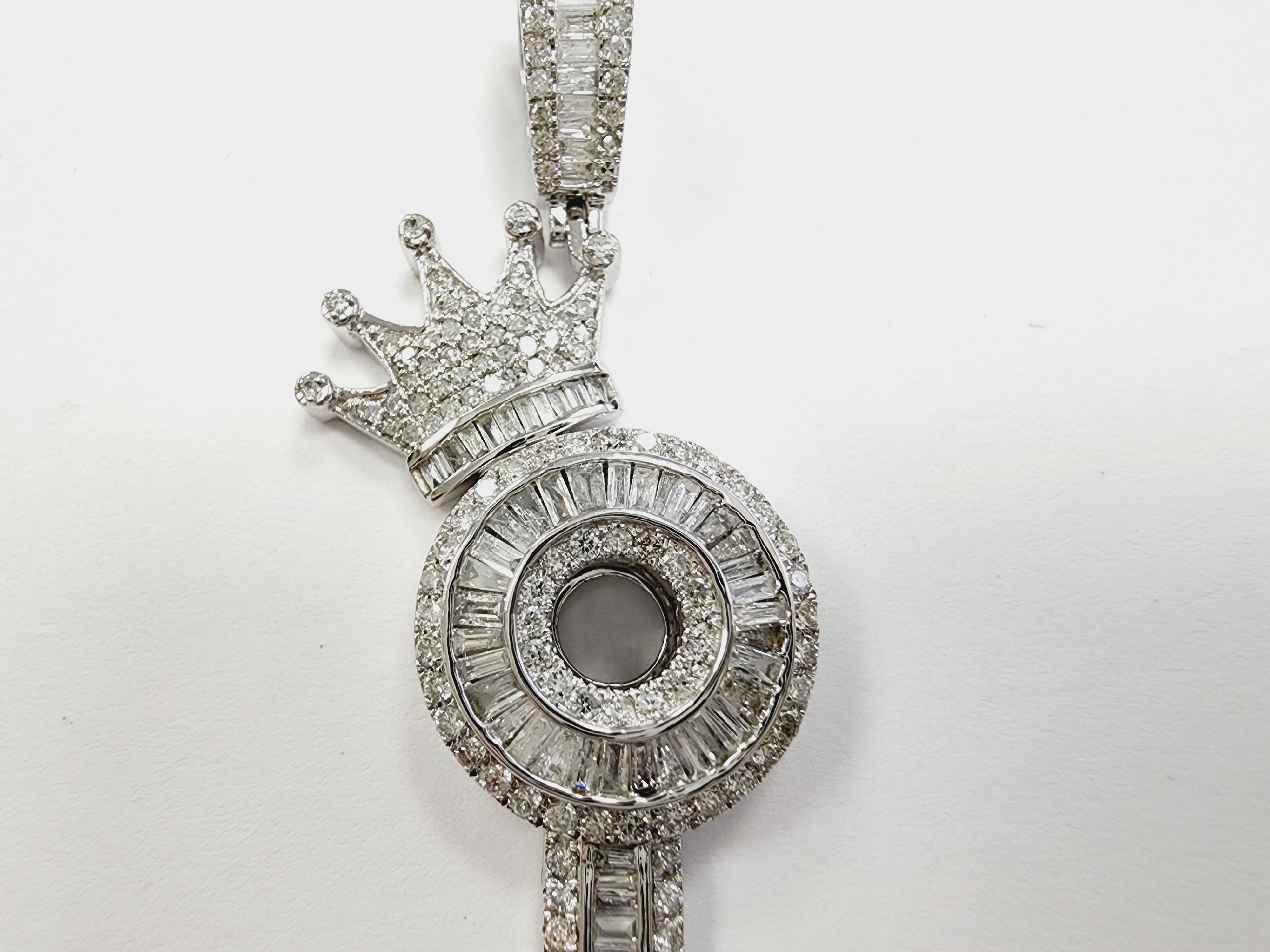2 Carat Diamond Crown Key Shape Pendant 14 Karat White Gold 2