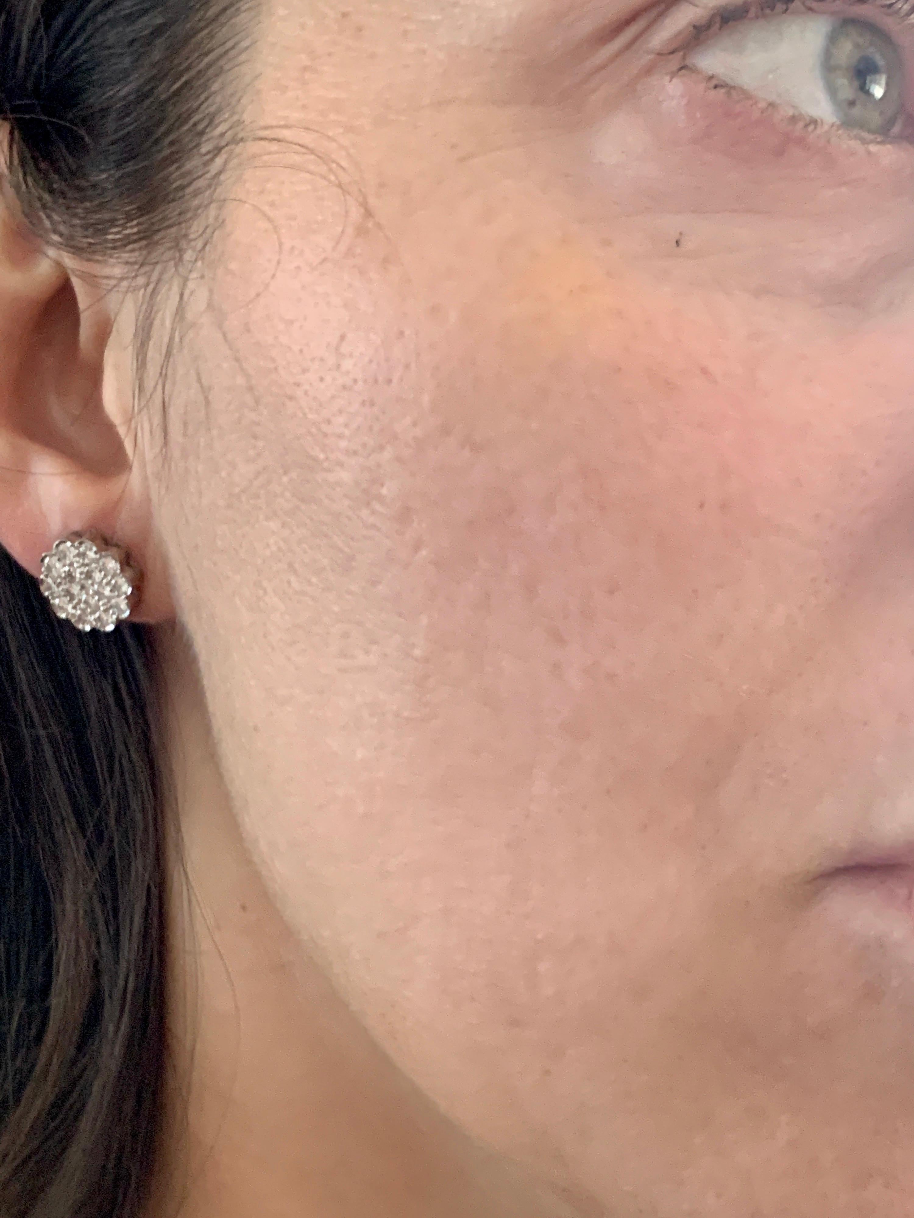 2 Carat Diamond Floral Cluster Flower Stud Earrings in 14 Karat White Gold 4