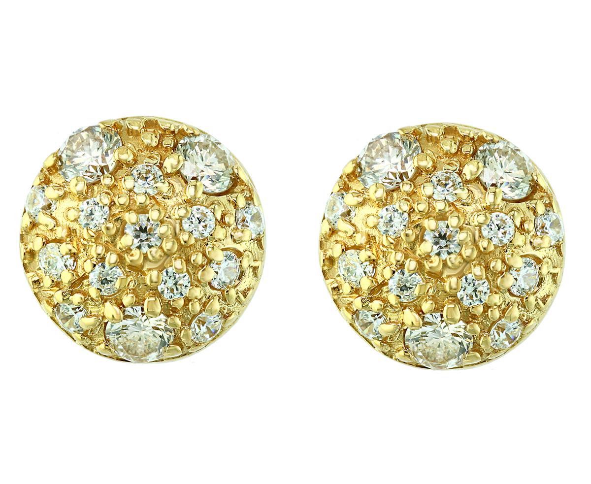 2 Carat Diamond Floral Cluster Flower Stud Earrings in 14 Karat Yellow Gold 4