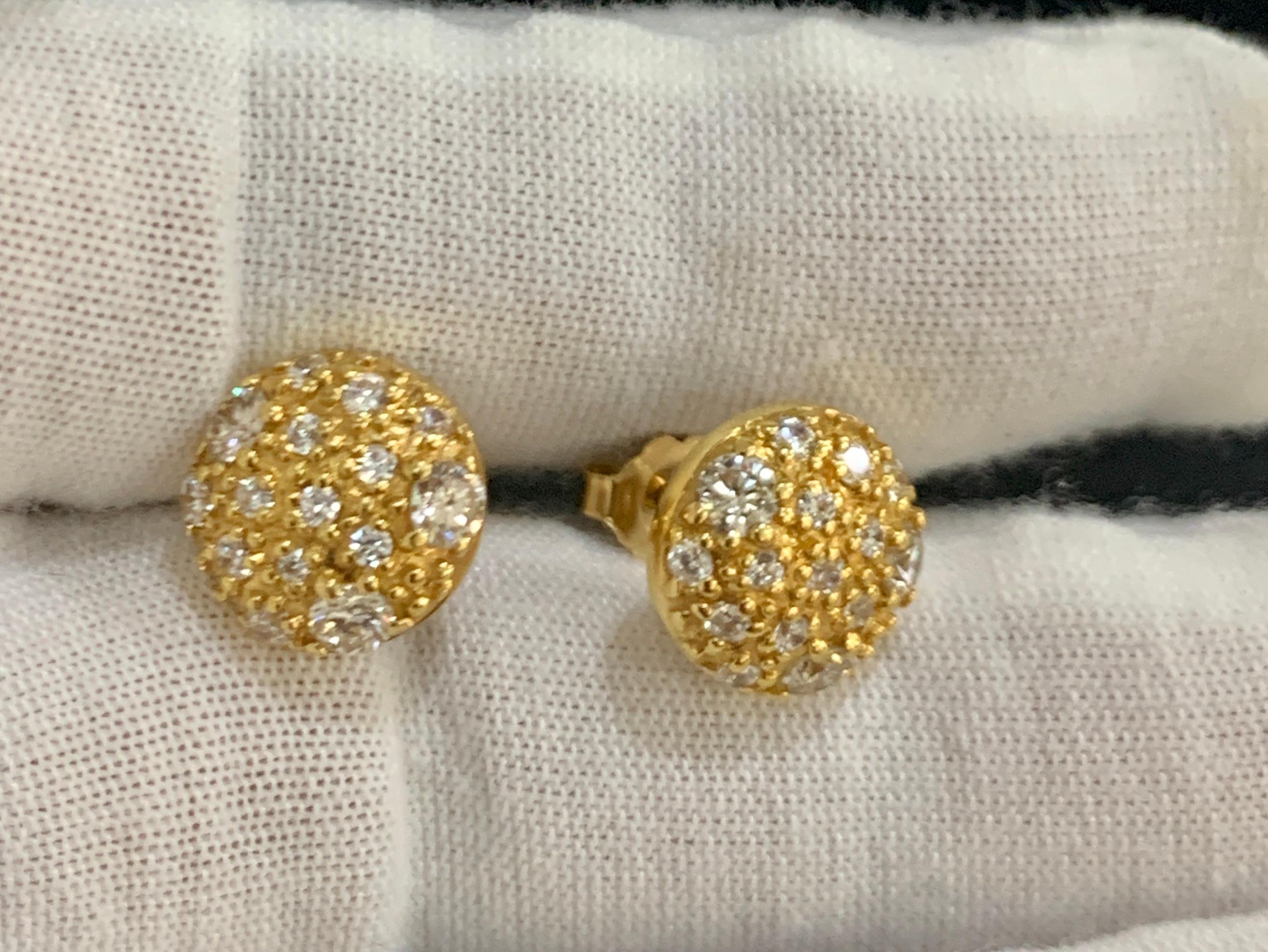 2 Carat Diamond Floral Cluster Flower Stud Earrings in 14 Karat Yellow Gold 1