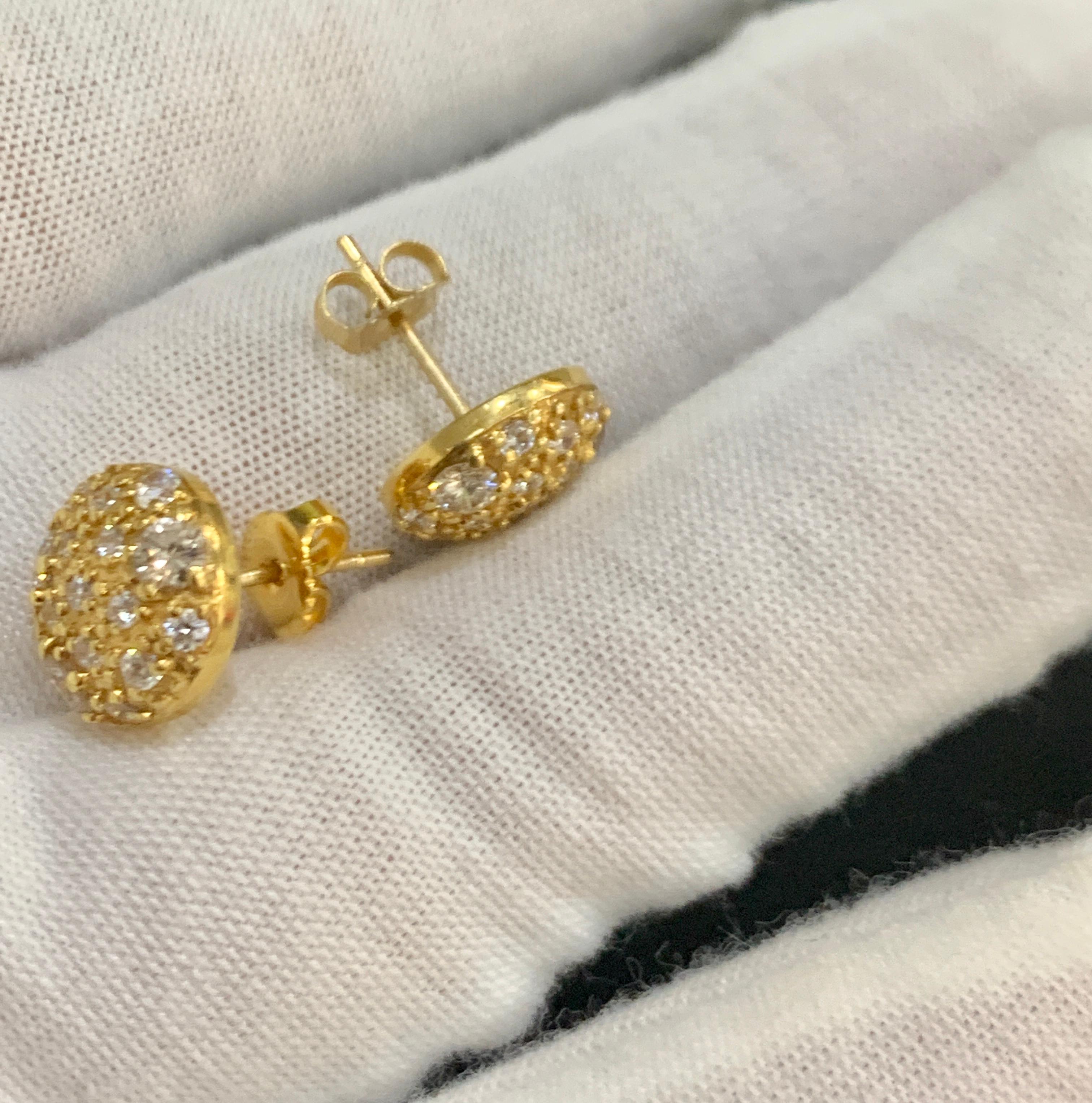 2 Carat Diamond Floral Cluster Flower Stud Earrings in 14 Karat Yellow Gold 2