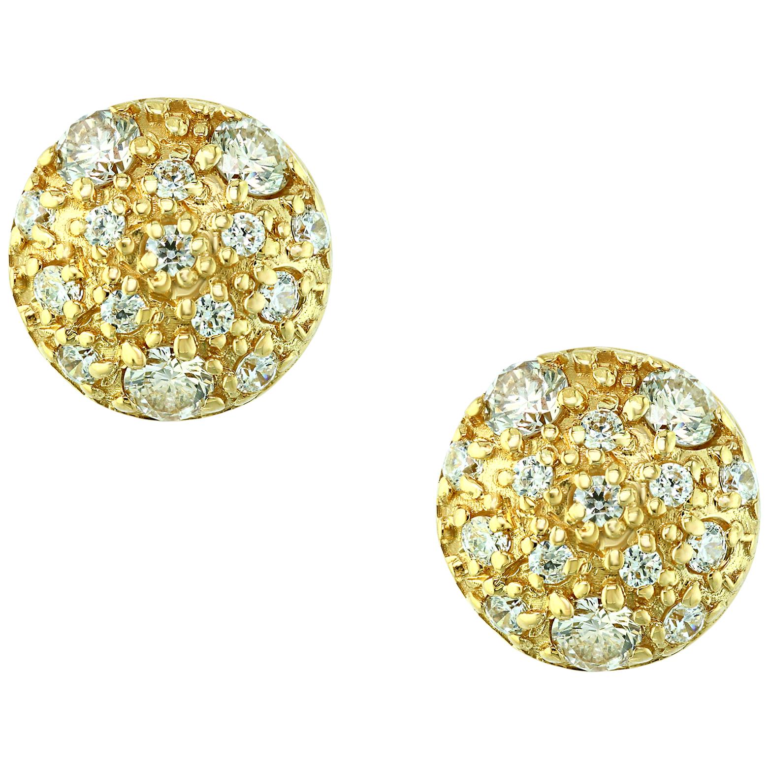 2 Carat Diamond Floral Cluster Flower Stud Earrings in 14 Karat Yellow Gold