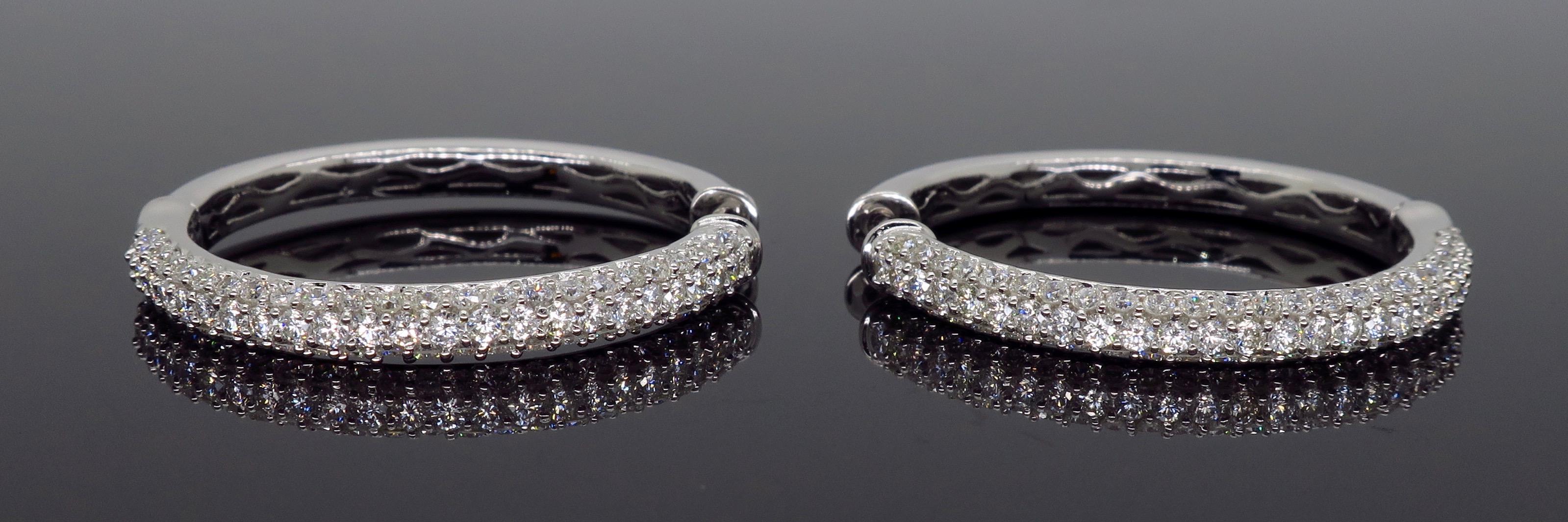 Women's or Men's 2 Carat Diamond Hoop Earrings