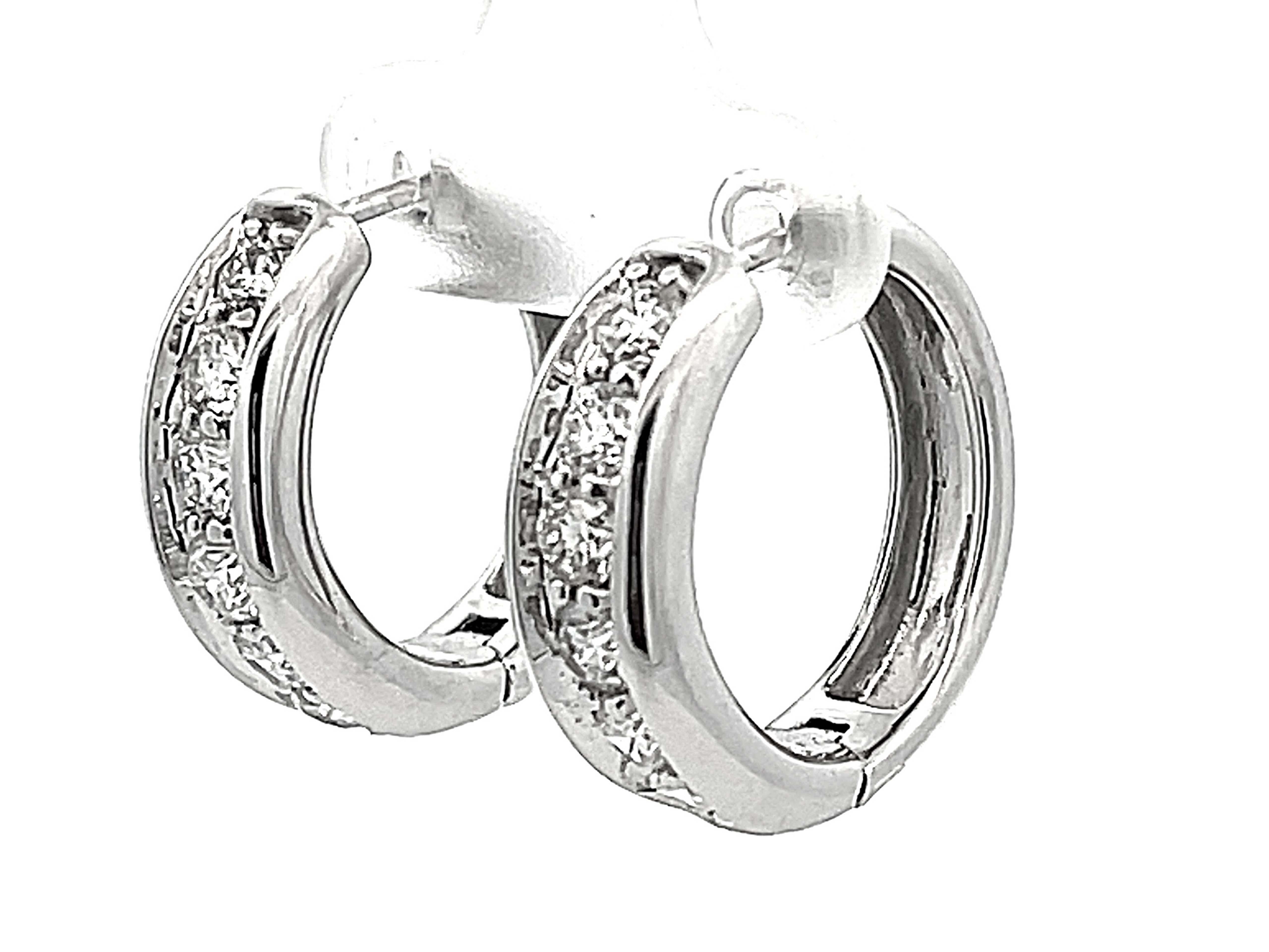 Brilliant Cut 2 Carat Diamond Hoop Earrings in 10k White Gold For Sale