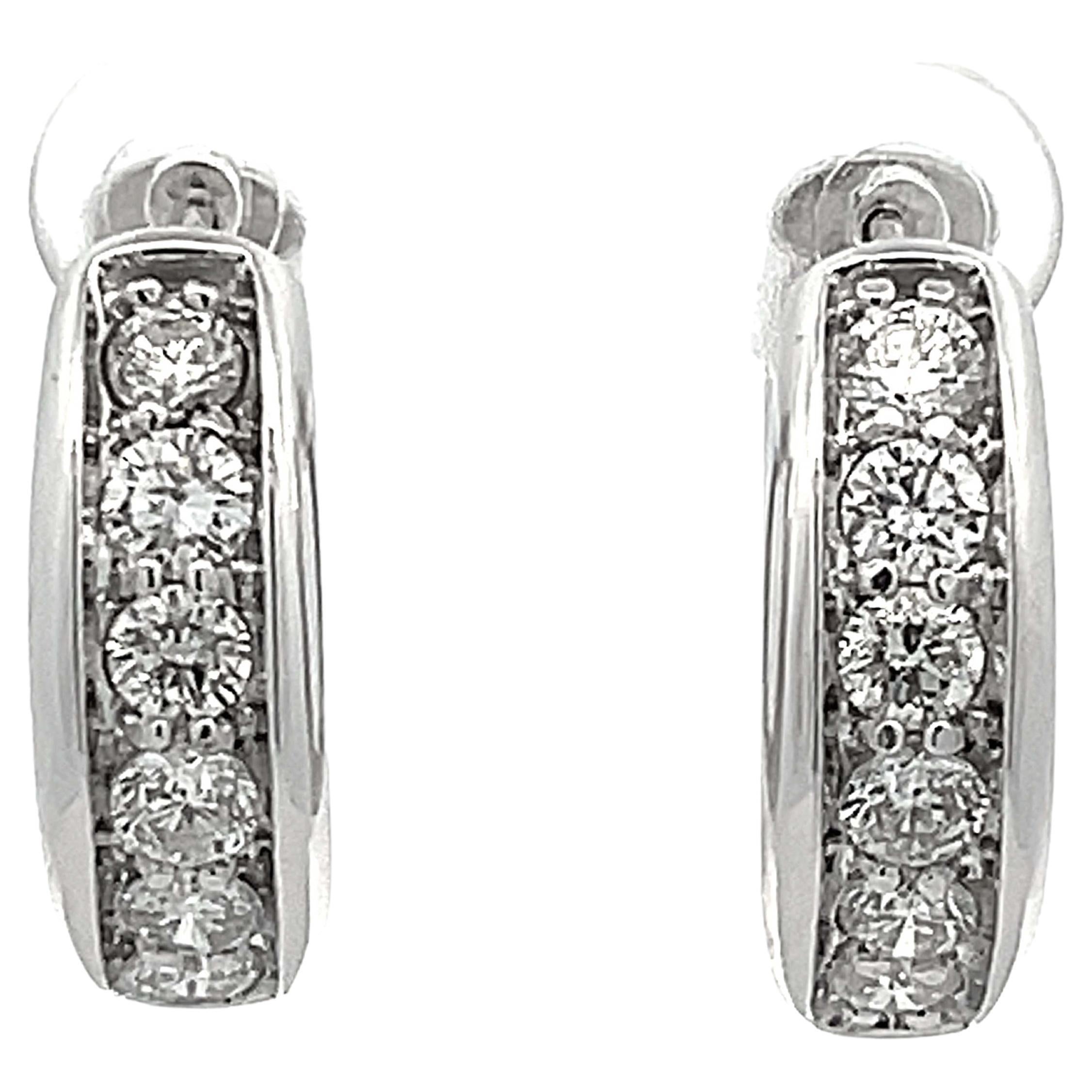 2 Carat Diamond Hoop Earrings in 10k White Gold For Sale