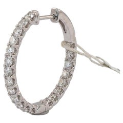 2 Carat Diamond Inside-Out Hoop Earrings in 14k White Gold